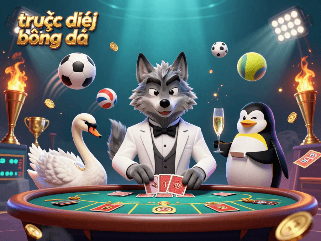 Experience trực tiếp bóng đá with an exciting 3D scene of animals in a casino.