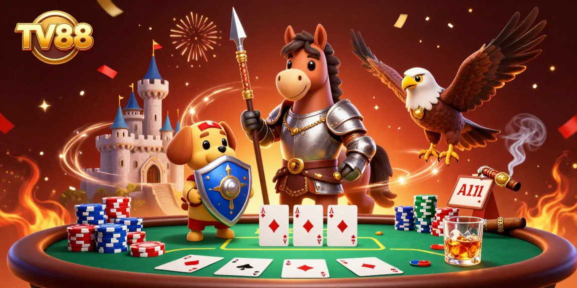 Experience high-stakes action at TV88 with knights and poker in a festive atmosphere.