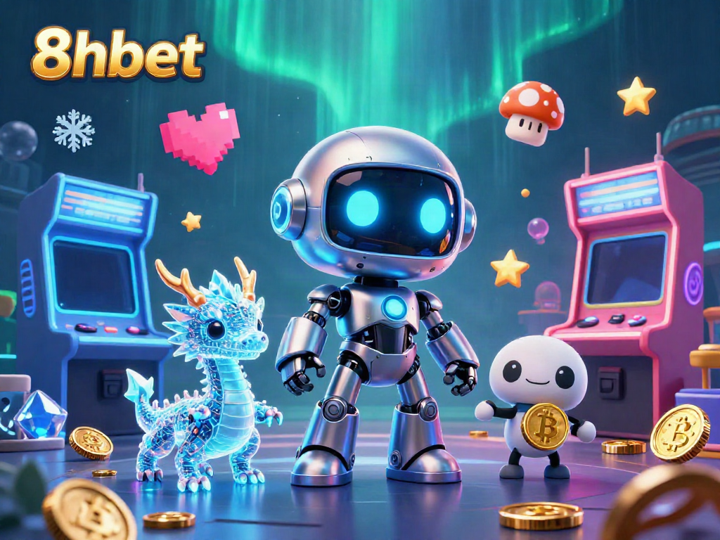 Experience thrilling gaming action with 8xbet's vibrant 3D casino scene featuring exciting characters and games.
