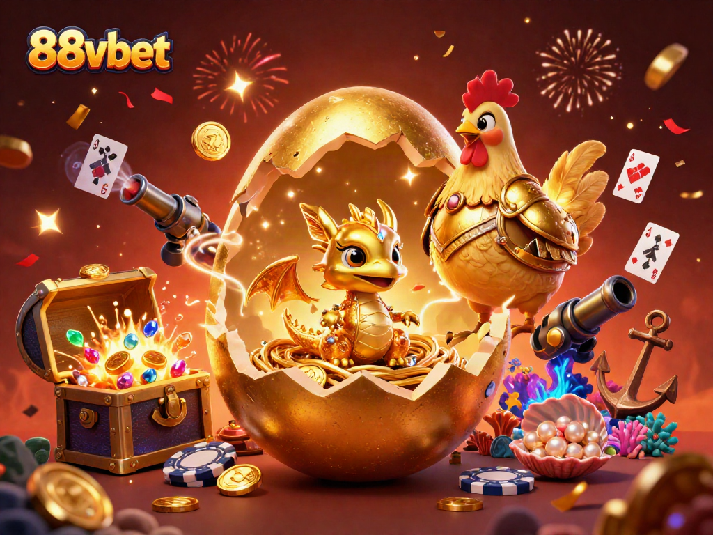 Join the excitement at 88vbet with this vibrant golden dragon-themed casino illustration