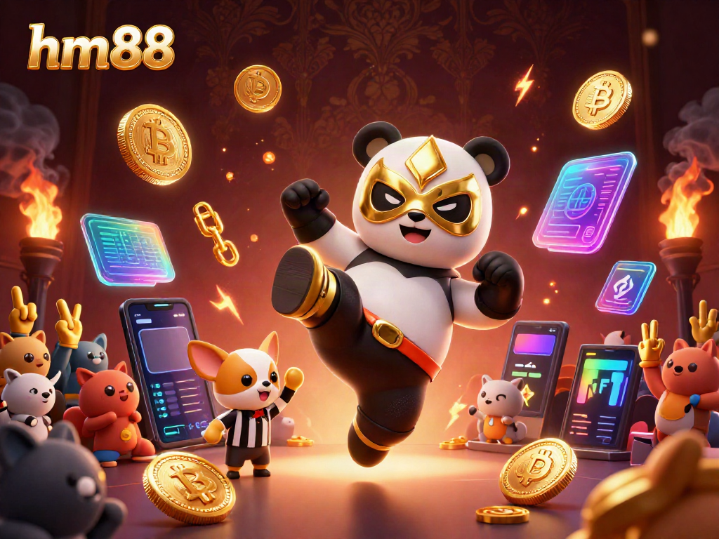 Experience the thrill of hm88 with a vibrant 3D scene featuring an exciting wrestling match in a casino setting.