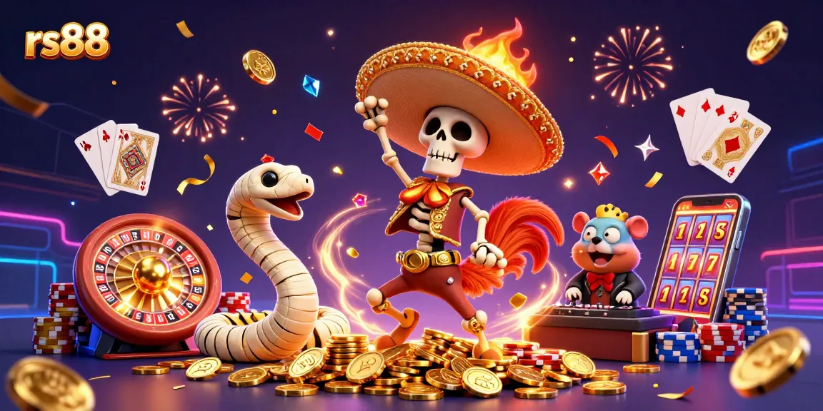 Engage with exciting gaming experiences at rs88 with lively characters in a dynamic casino scene.