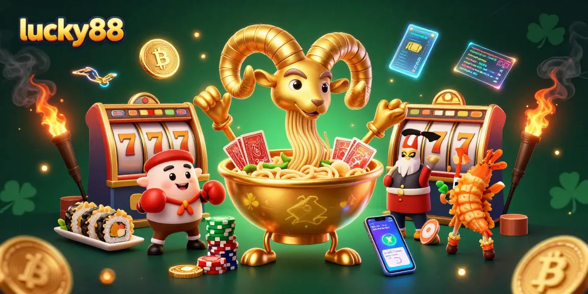 Engage with lucky88's vibrant casino world featuring dynamic characters in a stunning 3D illustration.