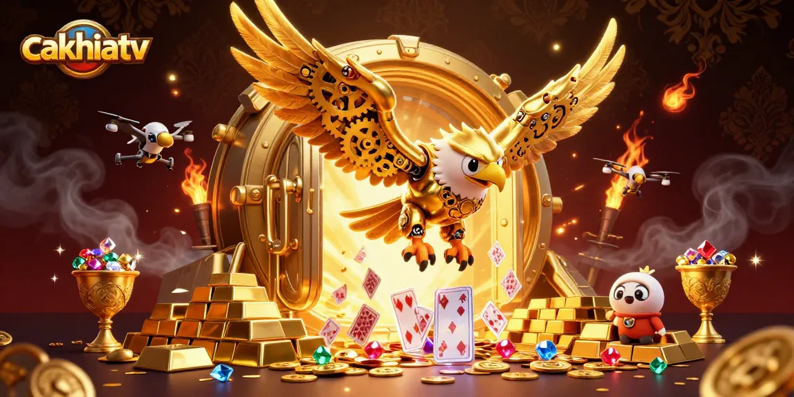 CakhiaTV showcases thrilling sports betting with a golden eagle and treasure elements