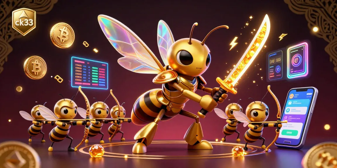 Engage with ck33's vibrant 3D illustration featuring a golden hornet samurai in a casino setting.