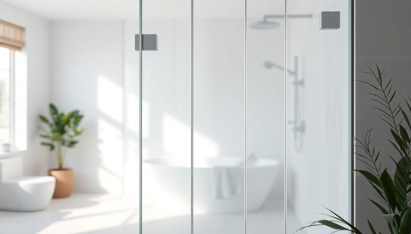 Elegant shower screens for walk in showers in a contemporary bathroom setting.
