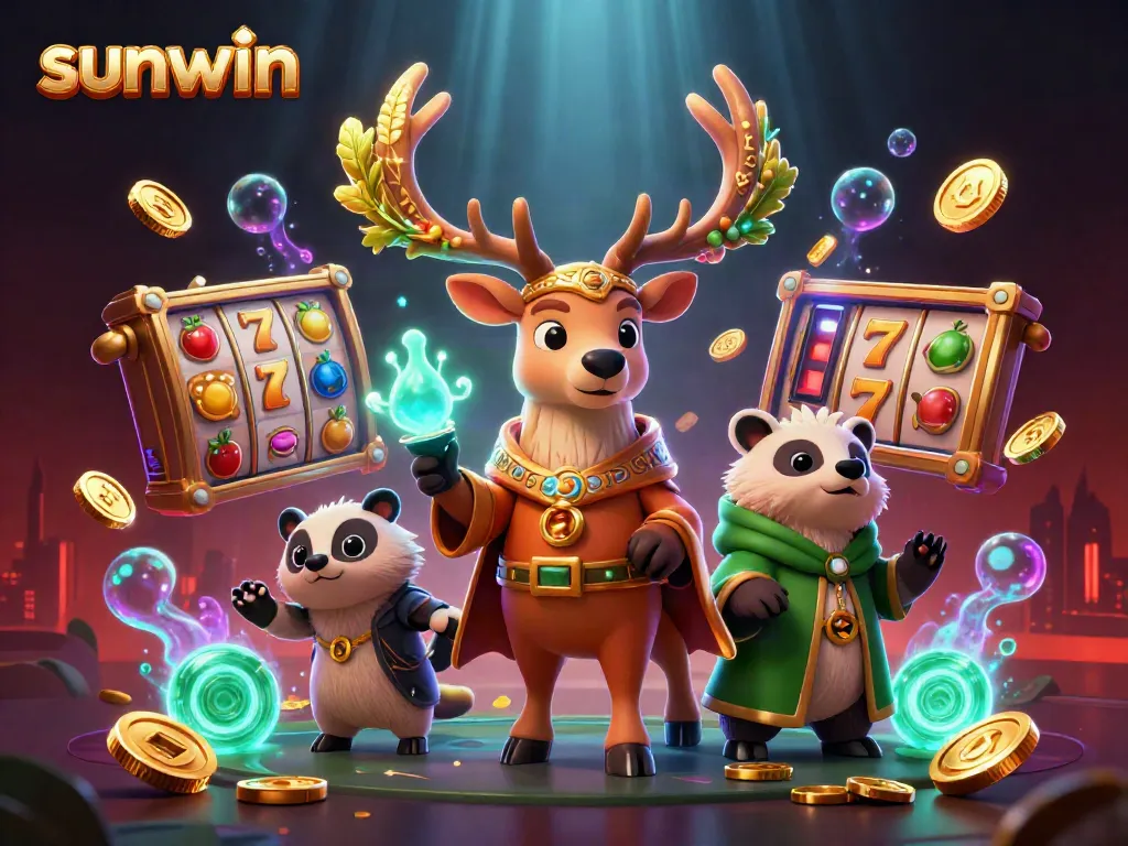 Win on sunwin with a Celtic druid stag, badger, and dynamic casino elements.