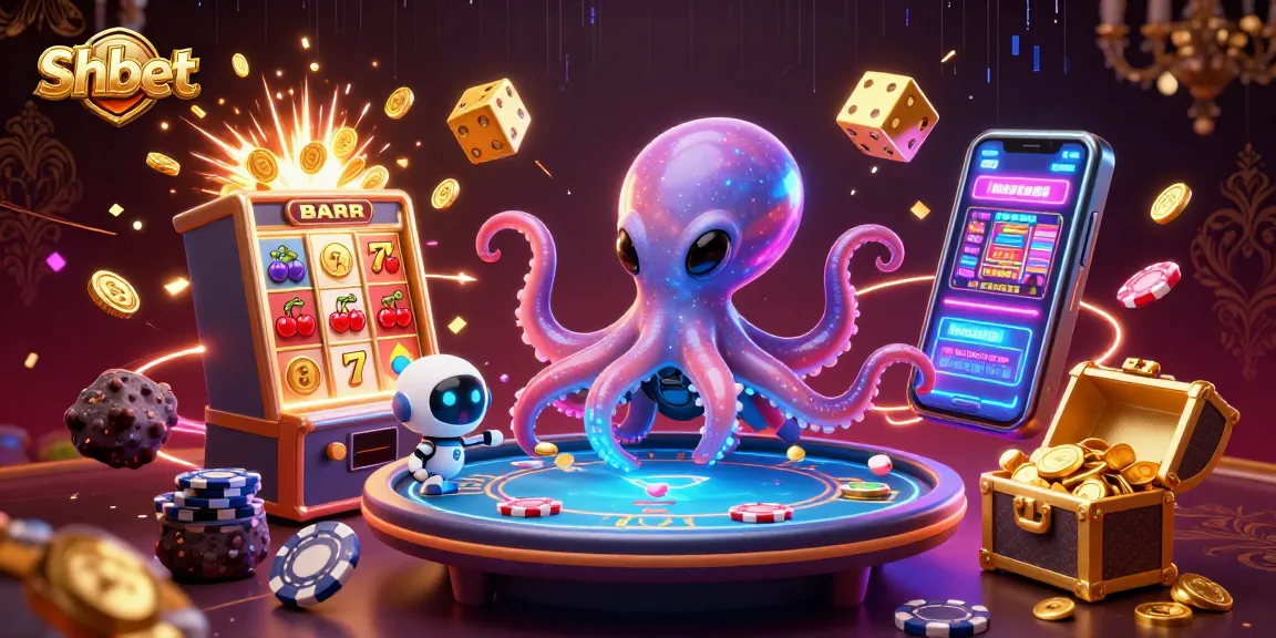 Experience the thrill of Shbet with an alien octopus at a vibrant holographic poker table