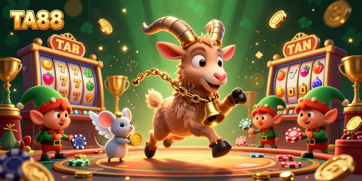 Experience the thrill of TA88 with festive characters in a dynamic casino scene.