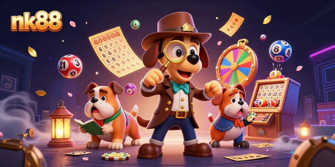 Engage with nk88's vibrant treasure hunt while detective characters showcase thrilling gambling clues.