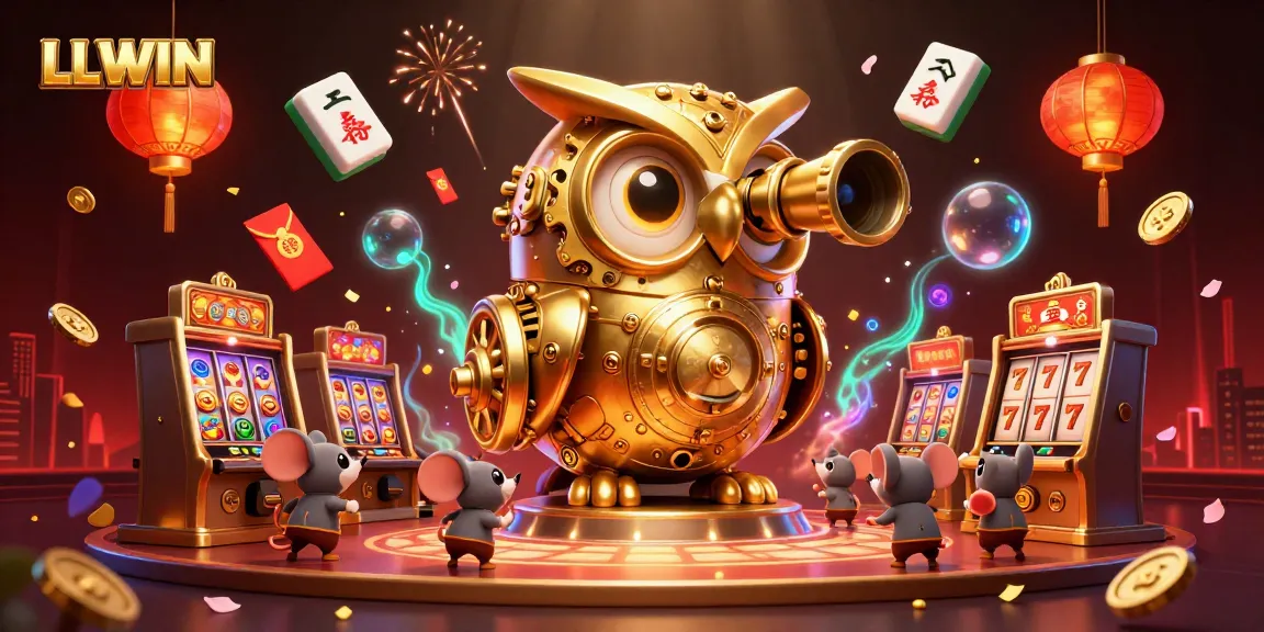 Experience LLWIN's exciting casino atmosphere with whimsical characters and vibrant gaming elements.