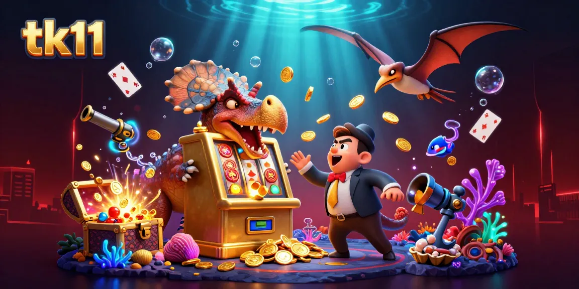 tk11 jackpot scene with a dinosaur and casino elements highlighting thrilling wins