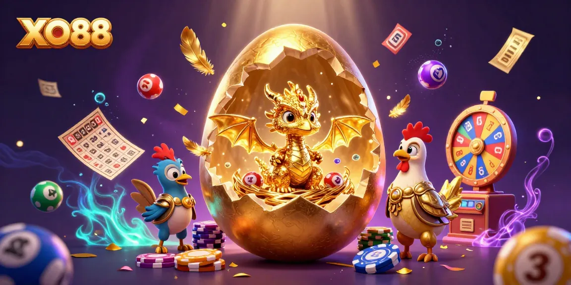 Experience thrilling online games with XO88, featuring a golden dragon and vibrant casino elements.