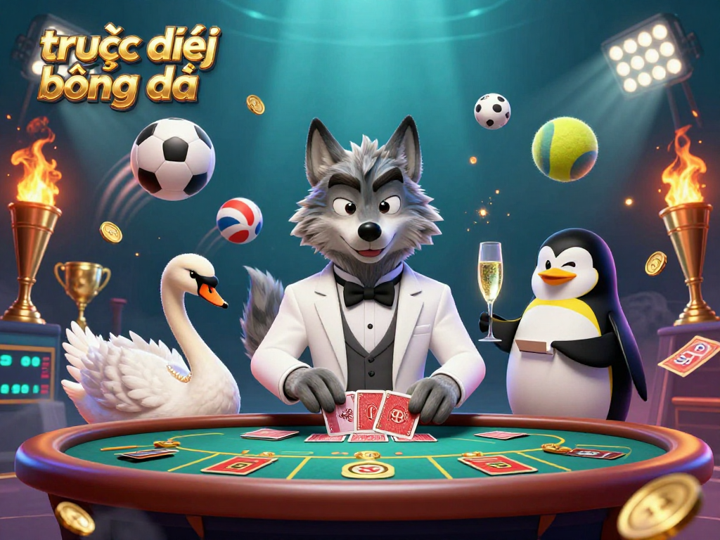 Experience trực tiếp bóng đá with an exciting 3D scene of animals in a casino.