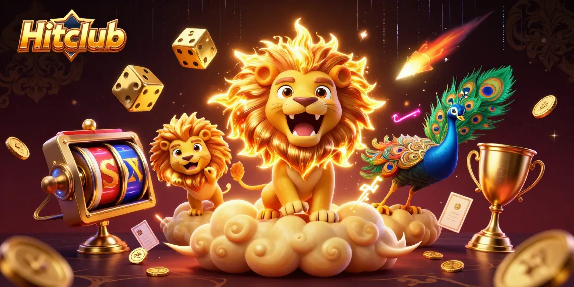Hitclub offers exciting slot games, showcasing colorful reels, golden coins, and thrilling gameplay.