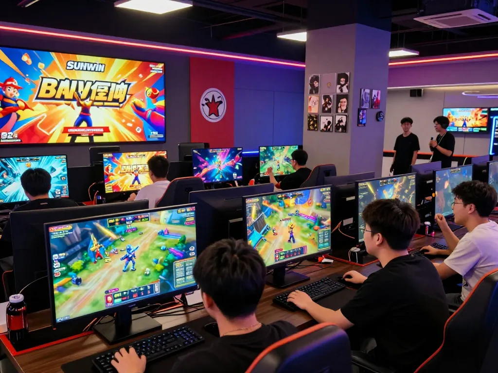 Players enjoying exciting games at Sun Win, showcasing vibrant graphics and engaging community atmosphere