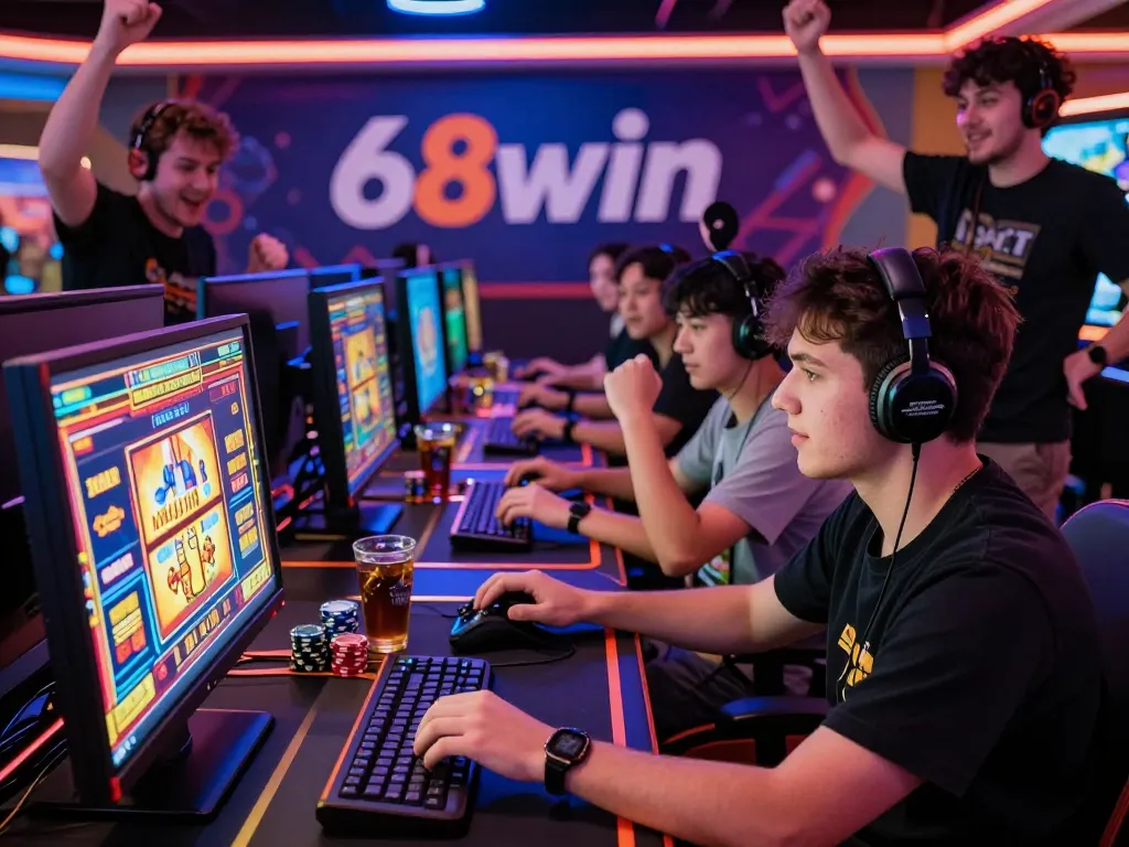 Players enjoying a dynamic gaming experience at 68win, showcasing the excitement of online slots and casino games.