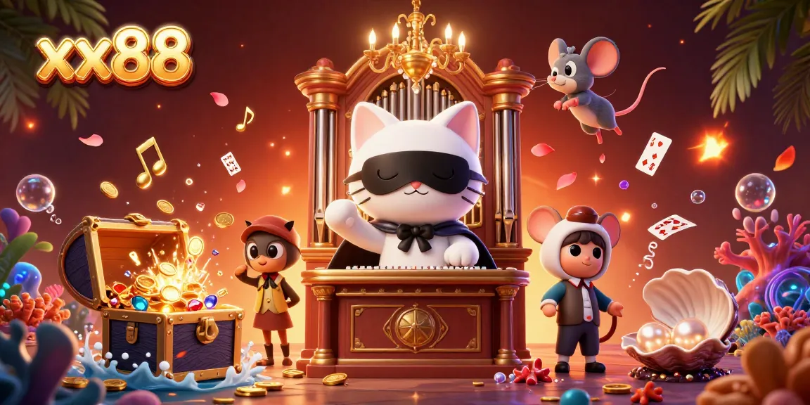 Play games and win at xx88 with the phantom cat character and casino-themed elements in a vibrant scene.