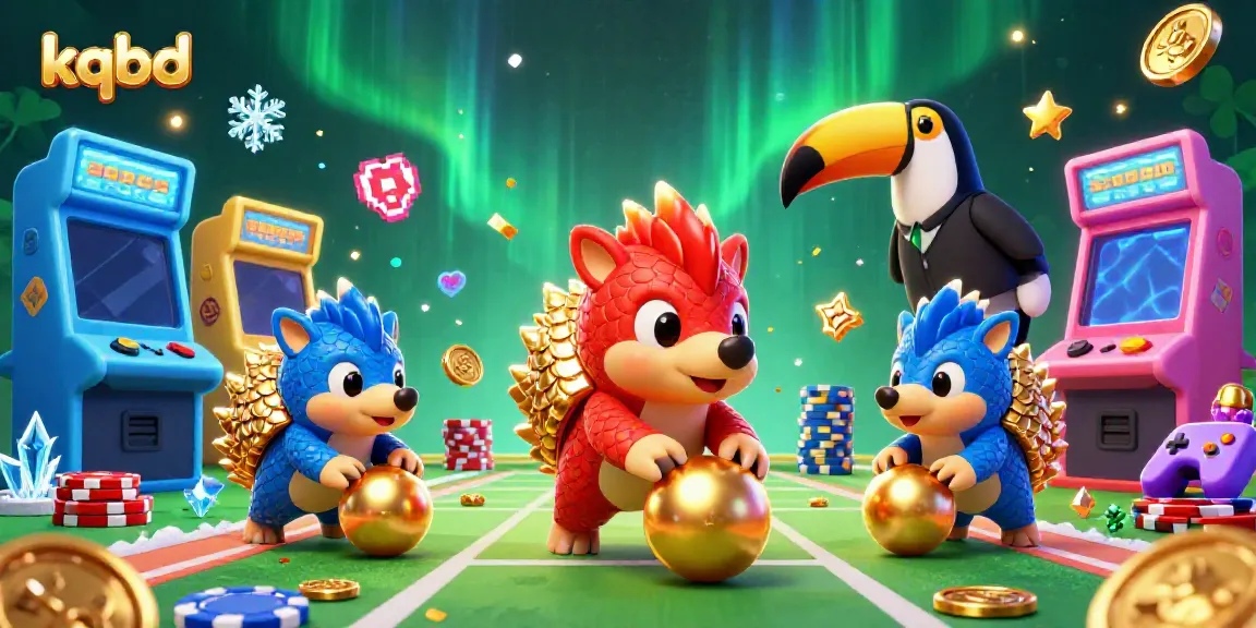 Engaging kqbd illustration of animated pangolins competing among poker chips and arcade games.