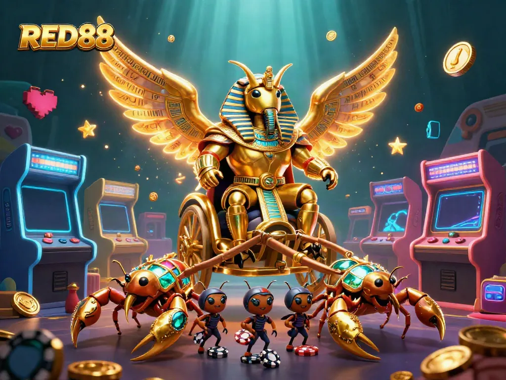 Engage with RED88 as a dynamic online casino featuring exciting gambling elements and colorful 3D graphics.