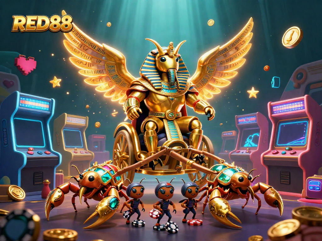 Engage with RED88 as a dynamic online casino featuring exciting gambling elements and colorful 3D graphics.