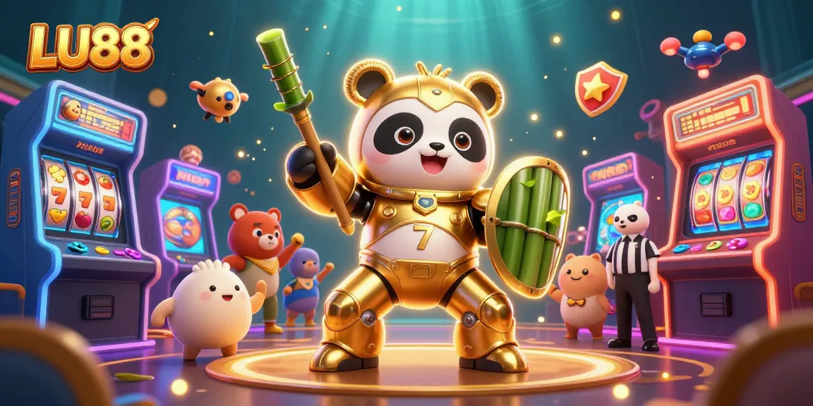 Engage with LU88's thrilling casino experience featuring golden panda in action with vibrant gaming elements.