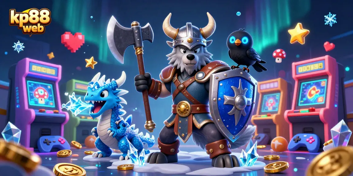 Win big at kp88 web with immersive 3D gaming adventure featuring vibrant characters and casino elements.