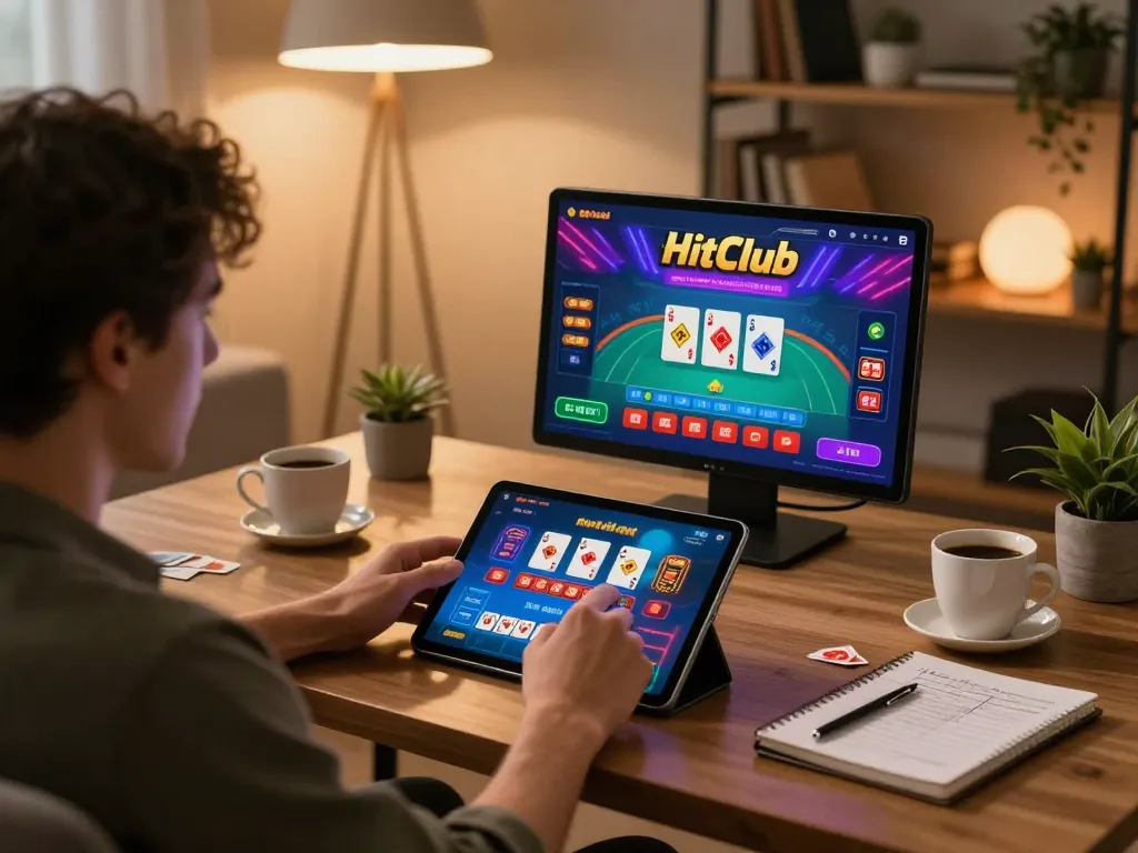 Player engaging with the Hitclub app for an exciting online gaming experience, showcasing casino gameplay