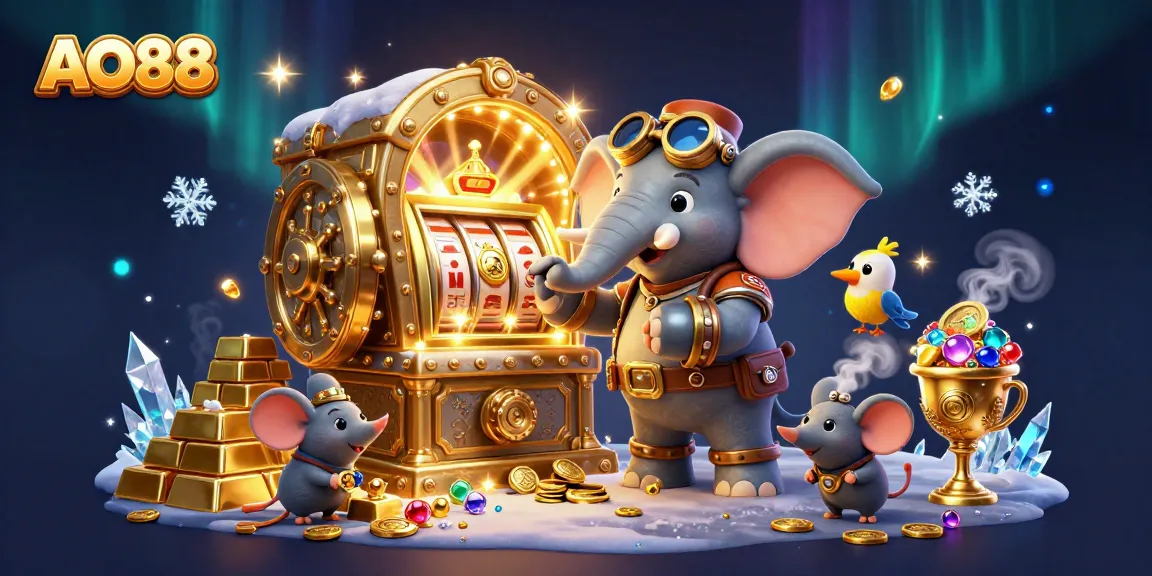 Experience the excitement of AO88 with steampunk elements in a vibrant casino illustration.