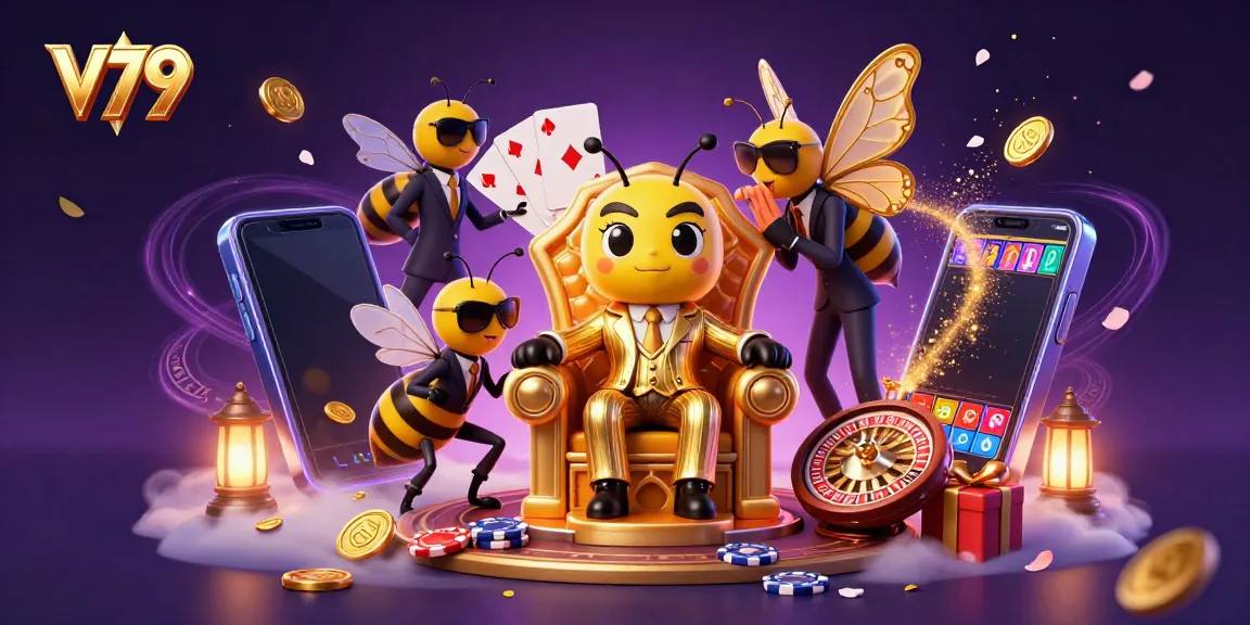 V79: Engage with vibrant casino action featuring a mob boss bumblebee and games.