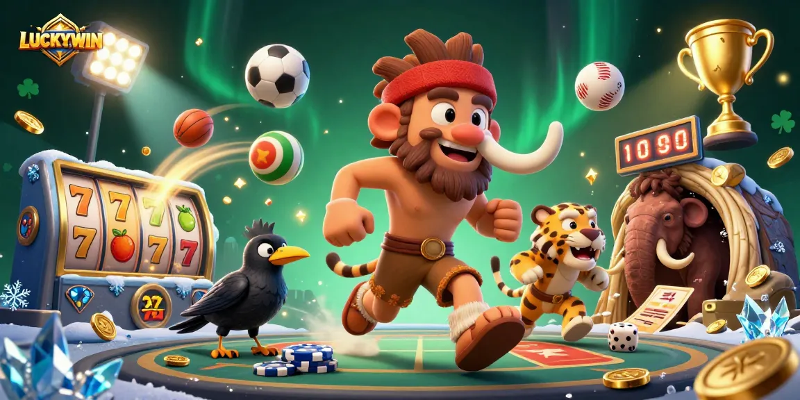 LUCKYWIN invites players to spin slot reels and chase jackpots amidst a prehistoric casino adventure.