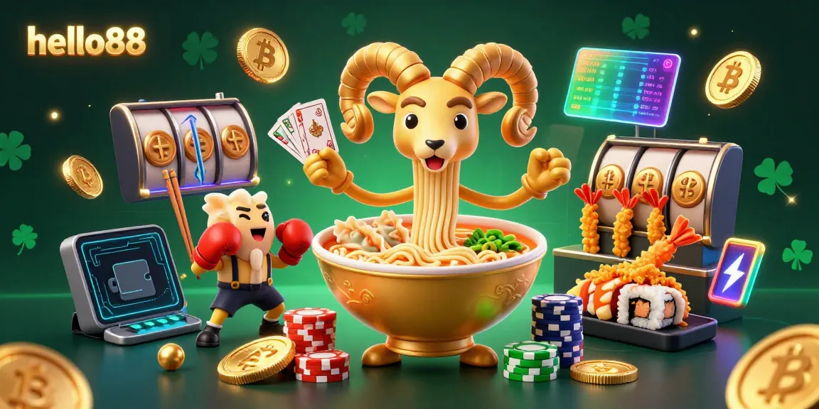 Experience an exciting hello88 gaming adventure with cartoon characters featuring slots, Bitcoin, and vibrant casino elements.