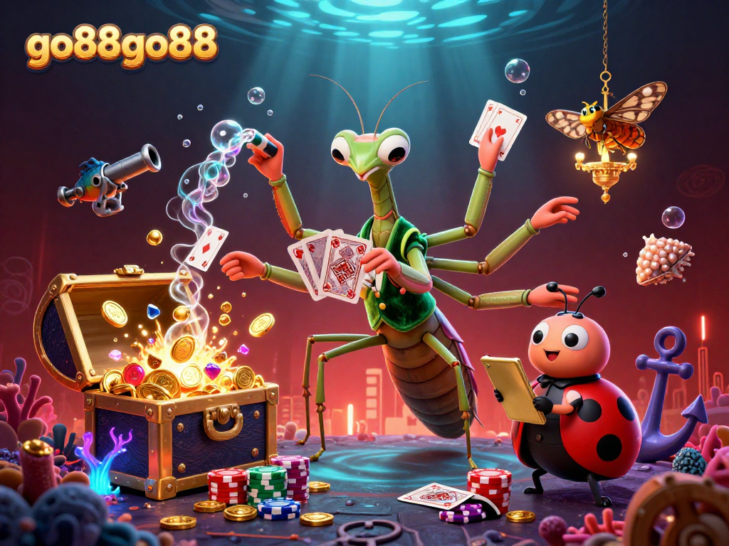 Experience vibrant gameplay at go88go88, where the mantis deals cards and treasures explode