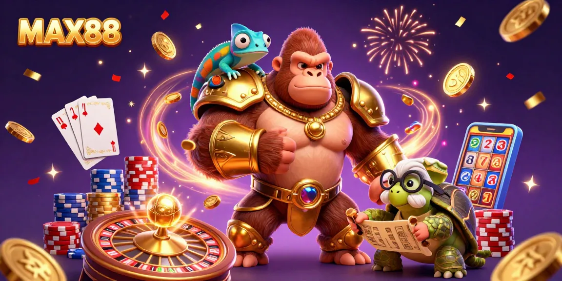 Engage with MAX88's vibrant casino experience featuring exciting characters and gaming elements.