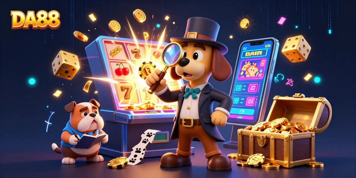 Experience the thrill with DA88, as cartoon detectives uncover casino treasures in an exciting gambling scene.