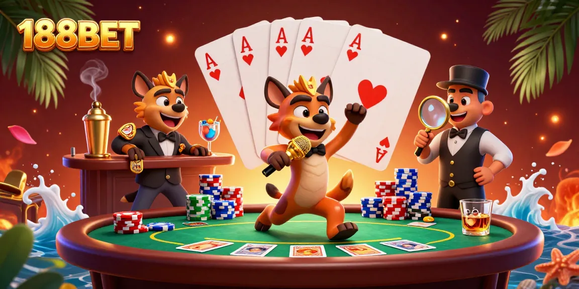 Engaging scene featuring 188BET hyena characters in a vibrant casino, capturing the excitement of gaming.