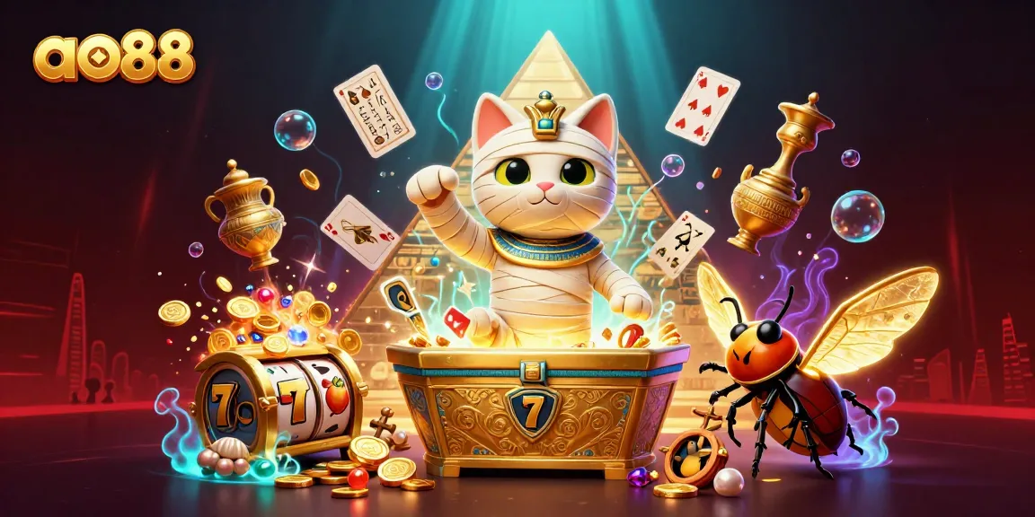 Experience thrilling gaming action at ao88 with dynamic Egyptian themed characters and vibrant slot elements.