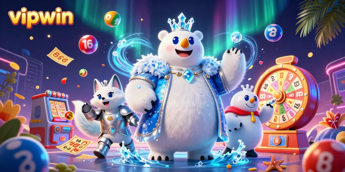 Engage with vipwin's vibrant jackpots and lottery action in this immersive 3D casino scene.