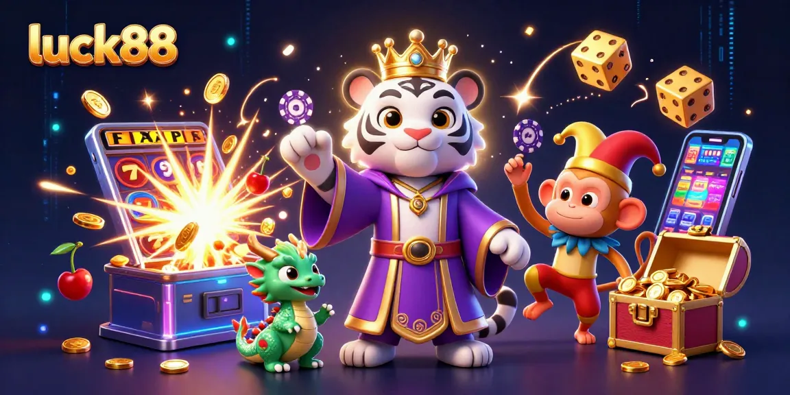 Experience luck88 with a playful golden monkey juggling poker chips while surrounded by casino elements.