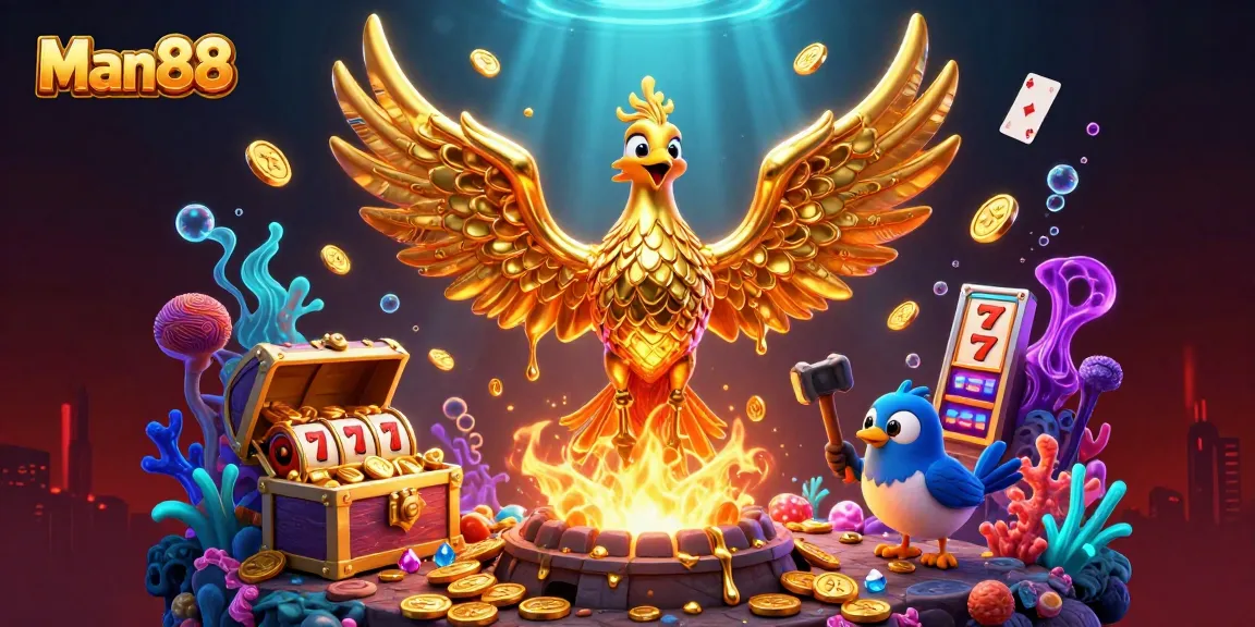 Man88 players spinning virtual slot machines, immersed in an ultra-detailed casino scene.