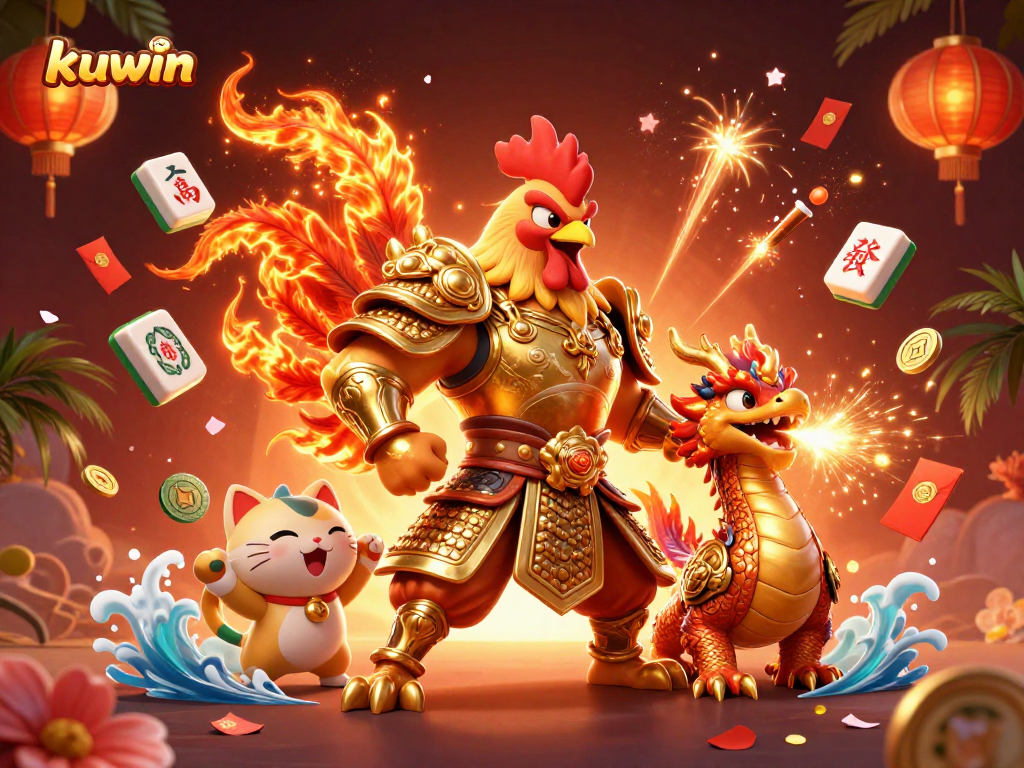 Kuwin welcomes you to epic gaming adventures, featuring stunning characters and vibrant casino elements.
