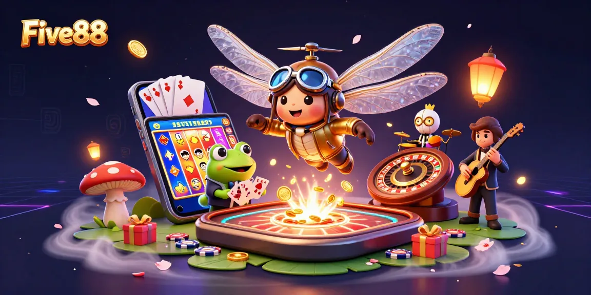 Experience the thrilling games at Five88 with a vibrant casino scene full of action.