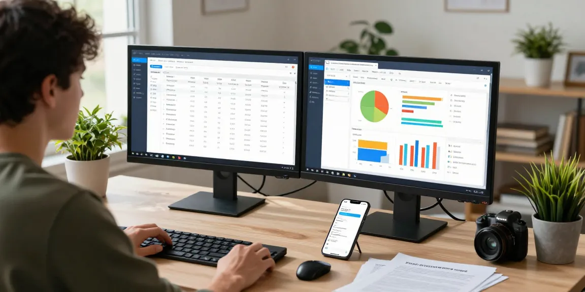 Check phone number uk results displayed on dual monitors in a modern work environment.