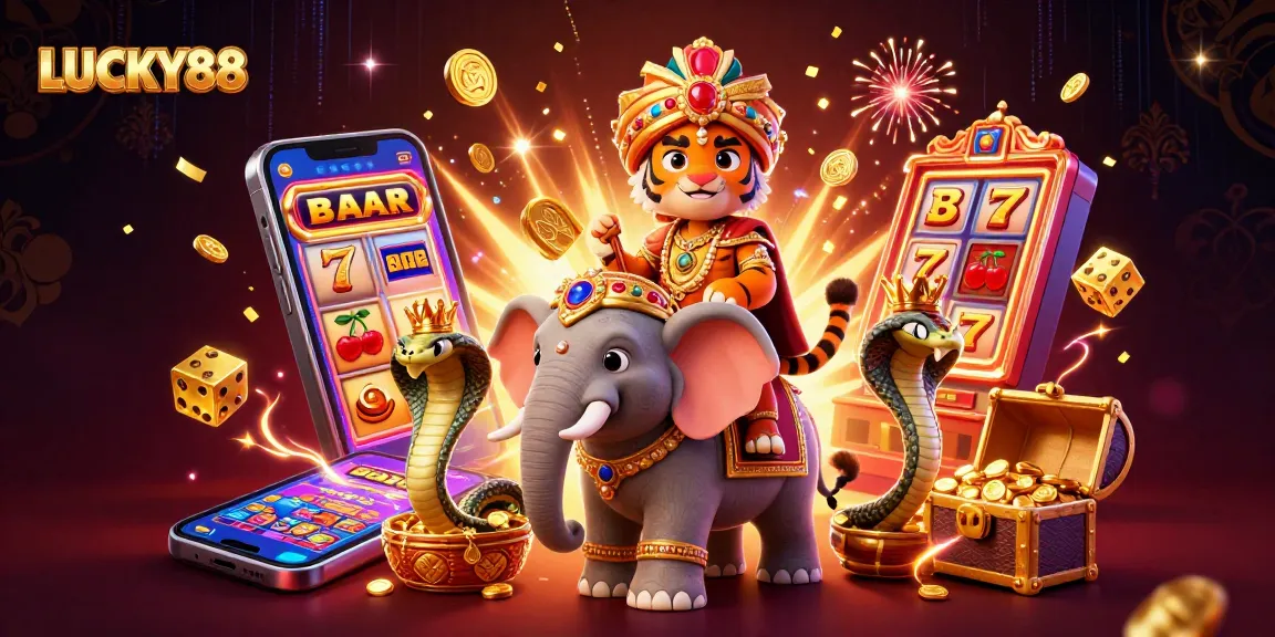 LUCKY88's vibrant casino experience comes alive with a 3D scene of jackpot excitement.